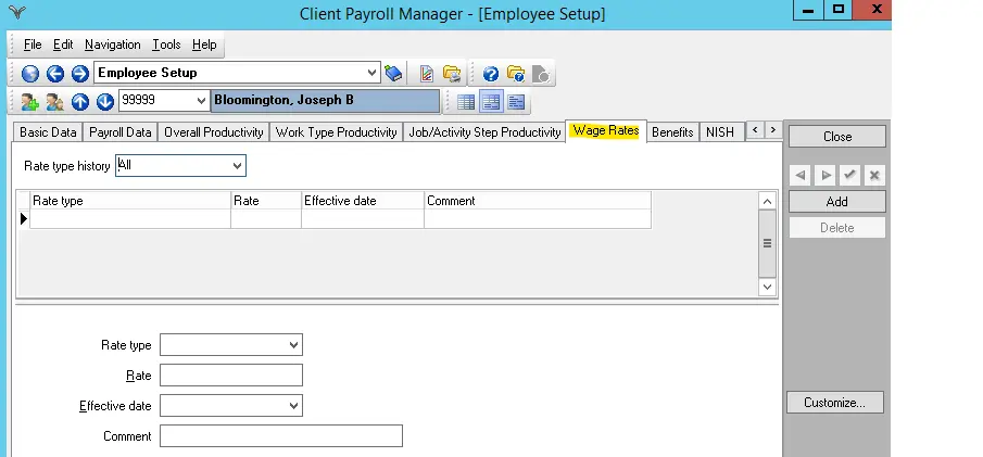 employee setup wage rates