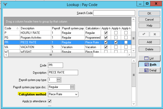pay code lookup