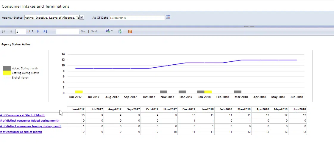 consumer intakes and termination report