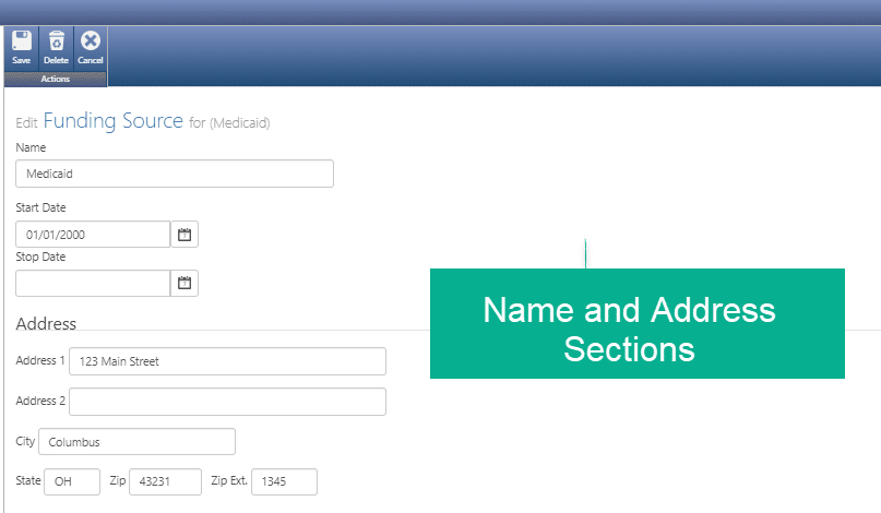 funding source name address section