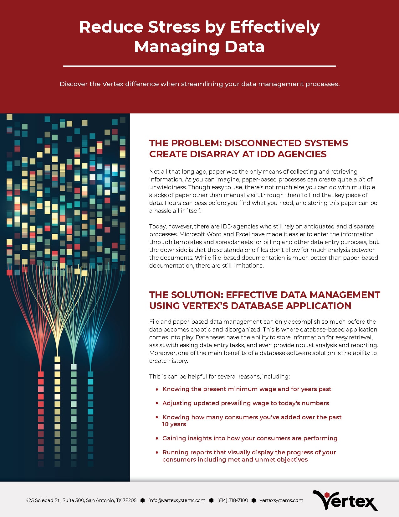 First page of brochures with abstract data image on it