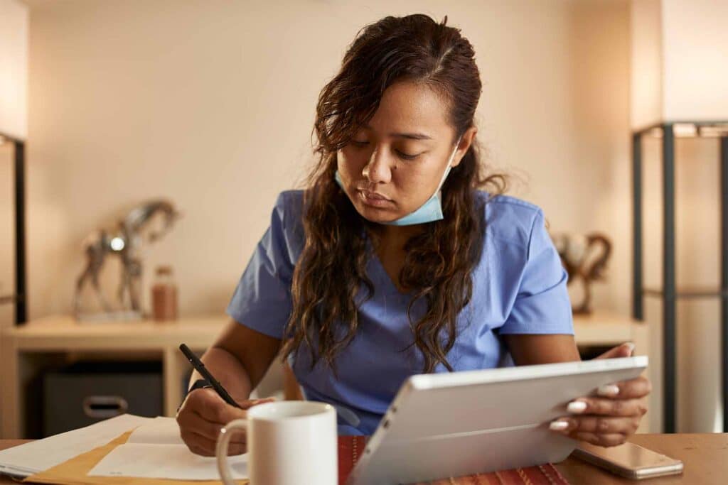 Nurse working with Electronic Visit Verification