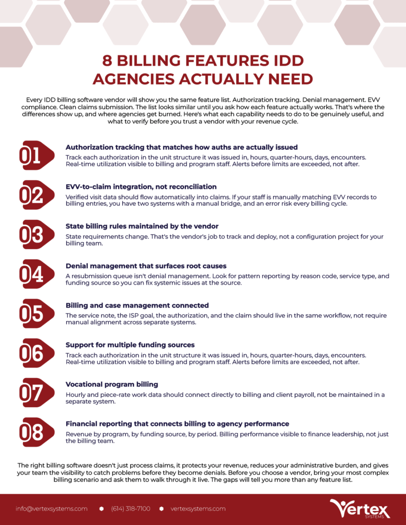 Vertex 8 Billing Features IDD Agencies Actually Need Infographic