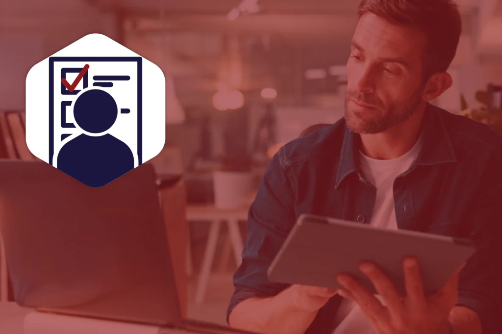IDD support coordinator completing an electronic consumer intake form on a tablet connected to Vertex case management software eliminating paper-based documentation